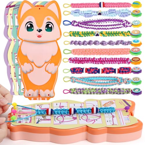 FUNiOi Bracelet Making Kit for Girls 8-10 12 Year Old - DIY Friendship Bracelets Crafts Toys for Kids Ages 6, 7+, Cool Birthday Gift Idea - Cute Squirrel Appearance Bracelet String Maker - size: Friendship Bracelet Kit
