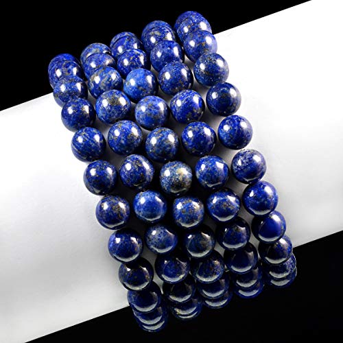 AD Beads Natural Gemstone Round Beads Stretch Bracelet Healing Reiki 10mm (Lapis) - color: Lapis