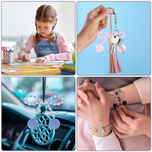 6Pcs Bow Hairball Acrylic Beads for Pens Colorful Bow Focal Spacer Beads for DIY Craft Beadable Pens Jewelry Bracelet Necklace Earrings Keychain Making - color: Bow Hairball