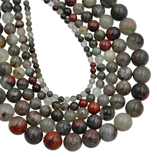 AD Beads Natural Gemstone Round Loose Beads 15" for Bracelet Necklace Earrings Jwelery Making Crafts DIY (4mm, African Red Jasper) - color: African Red Jasper, size: 4mm