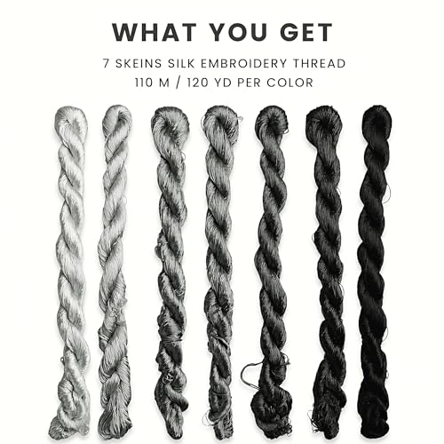 Natural 100% Silk Thread, Handmade Embroidery Thread Silk Floss 7 Colors 110m Each (66) - color: 66