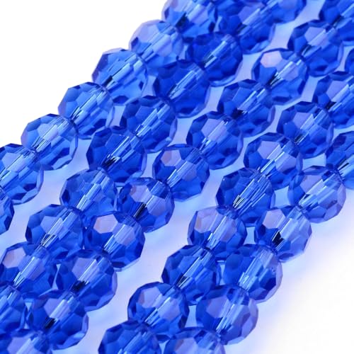 Perlin Czech Bohemian Crystal Glass Beads Faceted Round 4mm 90 Pieces Loose Spacer 1 Strand Beads for DIY Jewelry Earrings Necklace Bracelet Making (Blue) - color: blue