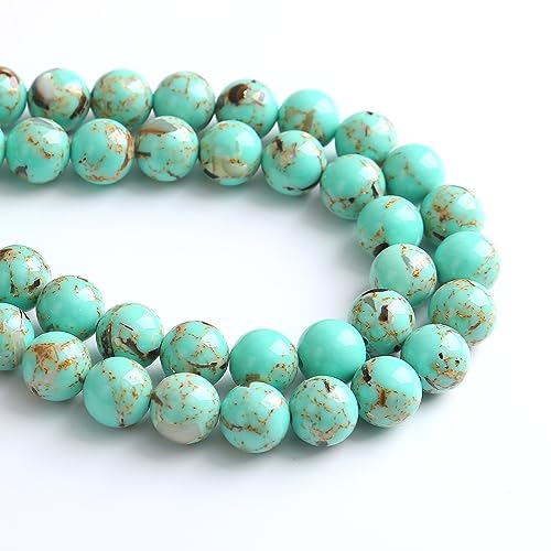10MM 38PCS Peacock Blue Shell Turquoise Spacer Loose Beads for Jewelry Making DIY Bracelet Necklace - color: Peacock Blue Shell Turquoise, size: 10mm