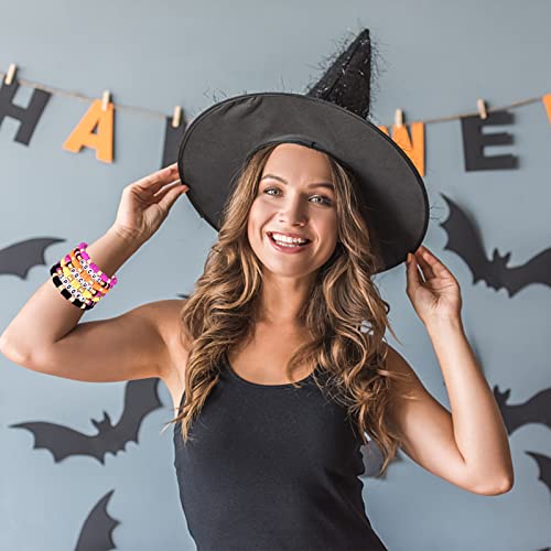 FAERLIIRY Halloween Bracelets for Women Preppy Heishi Bracelets HOCUS POCUS SPOOKY Letter Stack Vinyl Disc Beads Surfer Stretch Bracelet Halloween Cosplay Jewelry Gifts - style: HOCUS POCUS