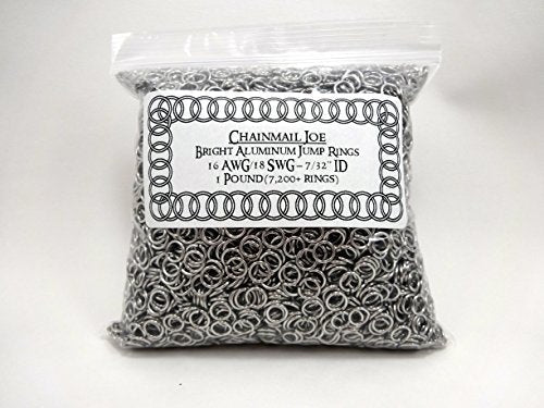 1 Pound Bright Aluminum Chainmail Jump Rings 18G 7/32" ID (7200+ Rings) - size: 18SWG 7/32" ID