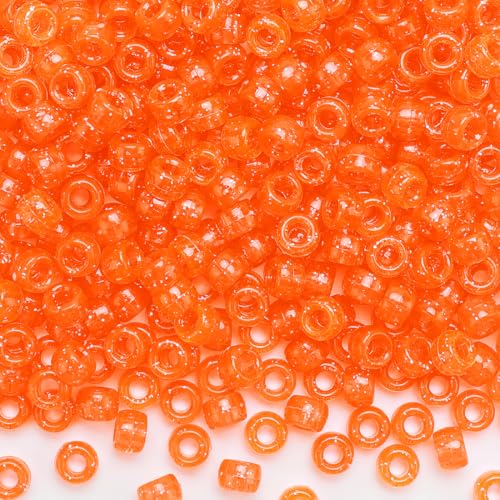 IOOLEEM Orange Glitter Pony Beads,1200pcs Beads for Bracelets Making & Hair braiding, Kandi Friendship Bracelets & Jewelry Making. - color: Orange Glitter