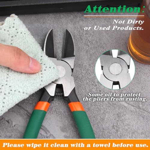 SPEEDWOX Flush Cut Pliers Side Cutting Pliers with Longer Flush Cutting Edge Flush Cutter Wire Cutter for Crafts Flush Cut Trimmers Craft Cutter Model Tools Flush Cut Snips Plastic Pliers Hand Tools - size: 8"