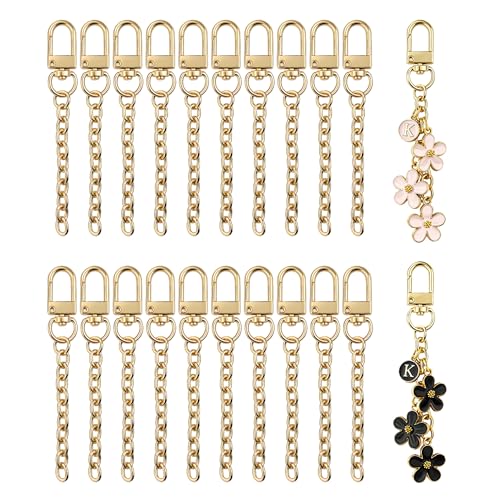 NCIWAN 20 PCS Keychain Making Kit Swivel Snap Hook Lobster Claw Clasps and Extender Chain Gold Metal Keychain Clips with Key Ring Bulk for DIY Craft Supplies Jewelry Key Chain Bags Accessories Gift - color: Gold 20