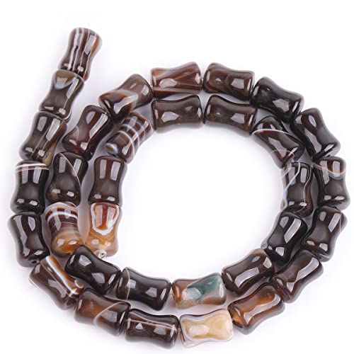 GEM-Inside 30Pcs 8x12mm Natural Brown Sardonyx Onyx Agate Stone Plant Bamboo Knot Bone Charms Beads for Jewelry Making Power Energy Chakra Stone Beads - color: Brown Sardonyx Onyx Agate
