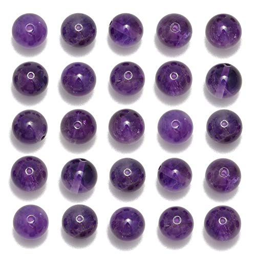 NCB 100pcs Original Natural Stone Beads Gemstone Round Loose Beads 6mm 8mm 10mm (Amethyst, 6mm 100Beads) - color: Amethyst, size: 6mm 100Beads