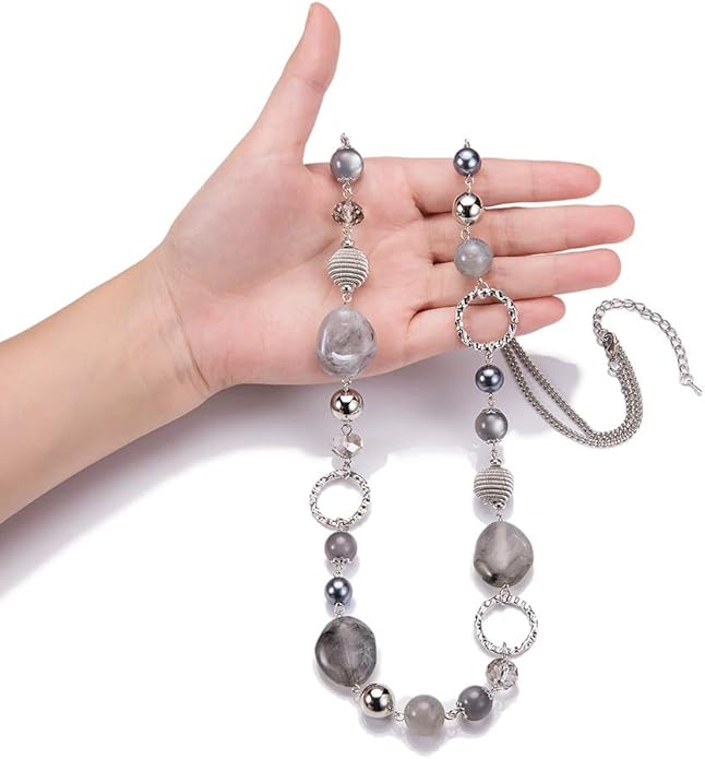 PEARL&CLUB Long Beaded Necklaces For Women - Sweater Chain Fashion Jewelry Necklace Gifts For Women