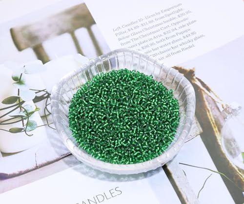 Round Glass Beads Penta Angel 2200Pcs 2mm Mini Craft Loose Spacer Pony Beads for Earring Bracelets Necklace Waist Beads Jewelry Making(Green) - color: Green