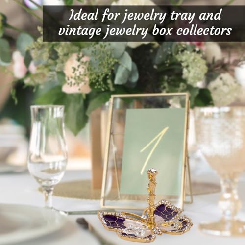 Matashi Butterfly Jewelry Holder for Women, Enamel - Gold Plated Jewelry Stand Organizer Ring Holder w Crystals, Gift for Mom on Christmas, Mother’s Day, Birthday, Anniversary, Valentine’s Day, Purple - color: Purple