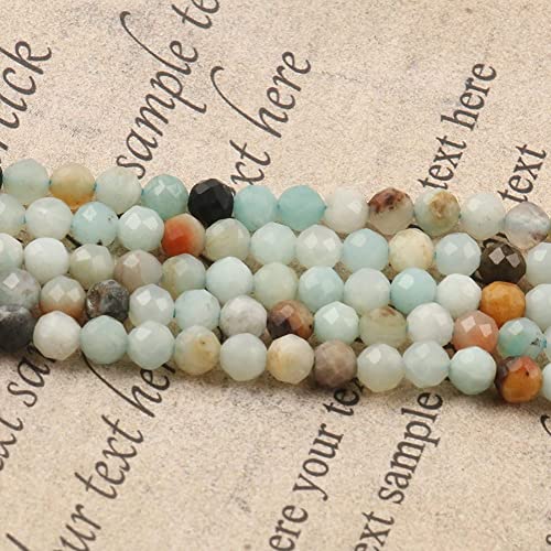 180pcs 2mm Natural Amazonite Gemstone Beads Faceted Round Loose Stone Beads for Jewelry Making - color: Amazonite, size: 1.9-2.4mm