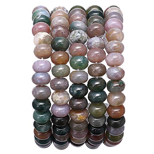 BEADIA Natural India Agate Stone Rondelle 5x8mm Loose Semi Gemstone Beads for Jewelry Making 38cm - color: India Agate Rondelle, size: 5x8mm