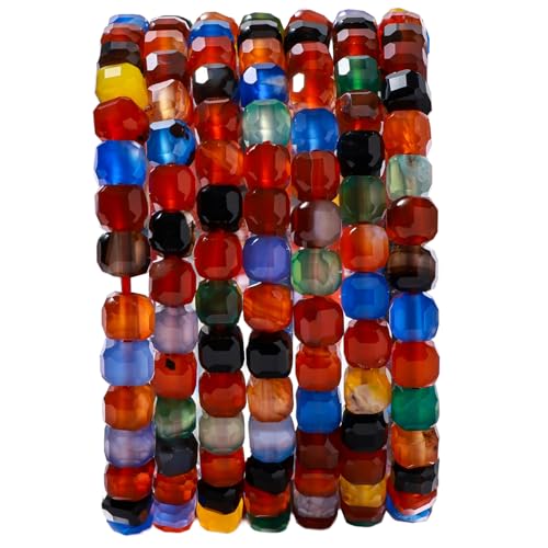 Natural Faceted Mix Colored Agate Cube Stone Beads 5-5.5mm 60pcs/str Loose Square Semi Gemstone Stone Beads for Making Bracelets Necklace Earrings - color: Mix Colored Agate