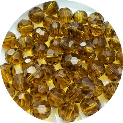 Crystal Glass Beads 200 Pieces 6mm Round Faceted Glass Spacer Beads for Jewelry Making Bracelet Earring Necklace DIY Craft Supplies(Amber) - color: Amber, size: 6mm