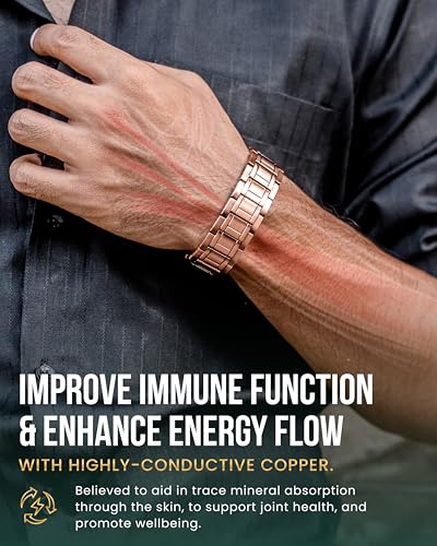 MagnetRX® 3X Strength Copper Bracelet – 99.9% Pure Copper Bracelets for Men with Magnets – Premium Fold–Over Clasp and Adjustable Length with Included Sizing Tool (Stealth) - color: 3X Stealth
