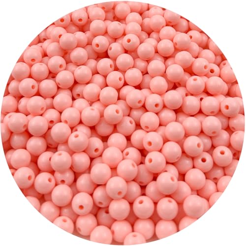 200Pieces 10MM Acrylic Round Beads Round Acrylic Balls Chunky Beads Smooth Spacer Plastic Pastel Beads Craft Beads for Necklace and Bracelet Making Crafting Supplies(179-pale Pink) - color: 179-pale pink, size: 10MM