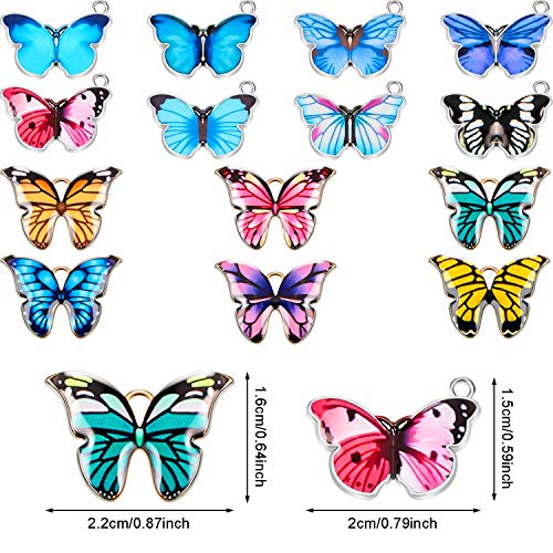 Hicarer 56 Pieces Alloy Butterfly Pendant Charms Colorful Butterfly Crafts Charms for Jewelry Making Bracelets Earrings Necklace DIY Making Supplies (14 Colors)
