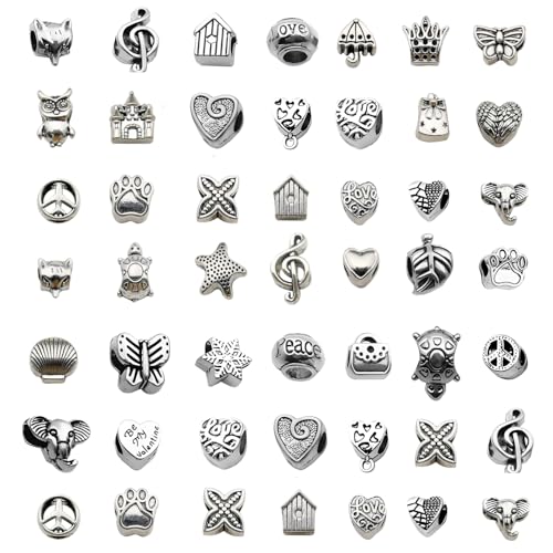stino Large Hole Silver Metal Spacer Beads for Jewelry Making, Bracelet Earrings Necklace Findings & Supplies 512 (Large Hole (50PCs)) - color: Large Hole (50PCs)