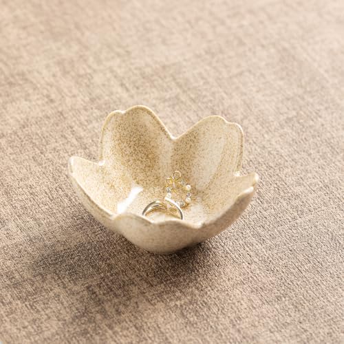 Floral Vanity Tray - Ceramic Jewelry Organizer Dish for Rings Necklaces Wedding Gift Idea(camel) - color: camel