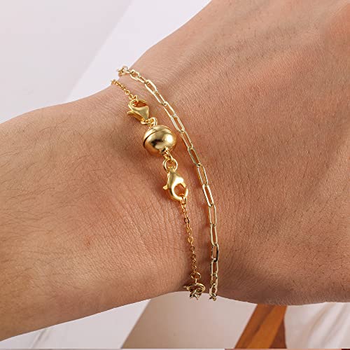 14K Gold Magnetic Necklace Clasps and Closures 925 Sterling Silver Double Lobster Clasp Magnetic Jewelry Clasps for Necklaces - color: A-14K Gold