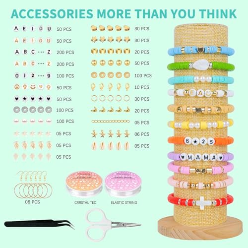 Friendship Bracelet Kit, 14,000pcs 48 Colors Bracelet Making Kit Clay Beads with Number Letter Bead Set Concert Merch Arts and Crafts Gifts for Kids Teen Girls Jewelry Making Supplies Bracelet Maker1 - color: Rainbow color