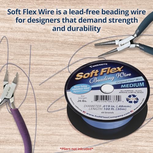 Soft Flex 49 Strand Beading Wire - Medium 0.19 Diameter - 100 Feet Nylon Design Wire - style: Tanzanite