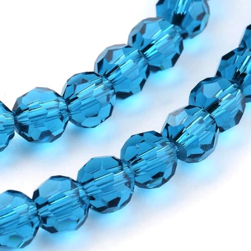 Perlin Czech Bohemian Crystal Glass Beads Faceted Round 4mm 90 Pieces Loose Spacer 1 Strand Beads for DIY Jewelry Earrings Necklace Bracelet Making (Indian Sapphire) - color: Indian Sapphire