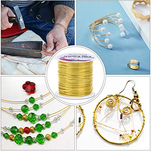 Jewelry Wire for Jewelry Making, Anezus Craft Wire Tarnish Resistant Copper Beading Wire for Jewelry Making Supplies and Crafting (Gold, 18 Gauge) - color: Gold