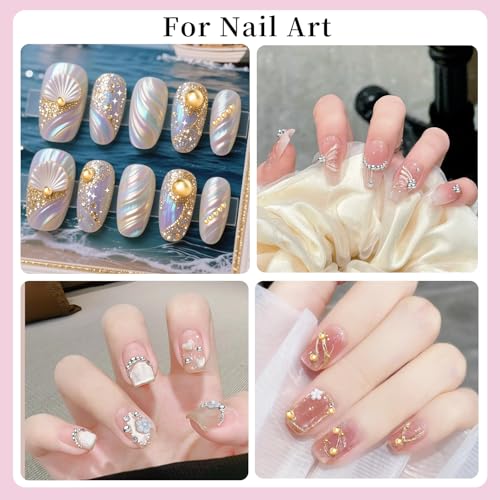 Gold and Silver Nail Charms and Gems, 1.5-5mm Half Round Flatback Nail Pearls Ball Beads Silver Gold Pearls for Nails with Pickup Pencil and Tweezers (12-K1-half-pearls-gold-silver) - color: 12-K1-half-pearls-gold-silver