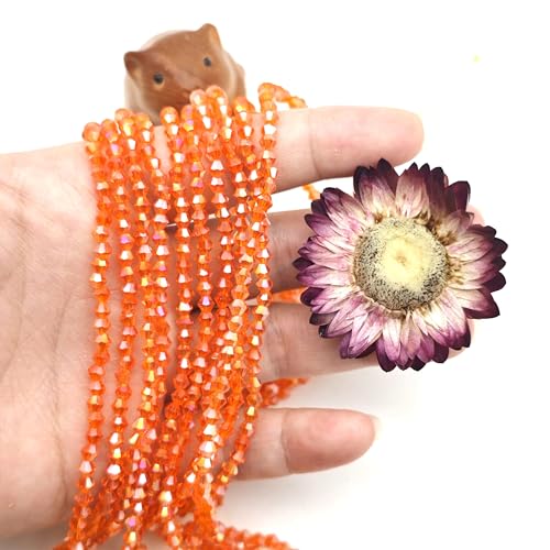 3mm4mm 1100pcs 800pcs Bicone Beads Crystal Glass Faceted Beads for Necklace Bracelet Earrings DIY Jewelry Crafts Making Project (3mm Reddish OrangeAB) - color: 3mm Reddish OrangeAB