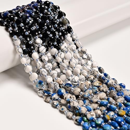 03-Gradient 6mm Multi-Color Gemstone, 6mm Blue Ice Nakaurite Agate Faceted Coin Beads, 15.5" Strand Spacer Loose Beads for Jewelry Making Craft DIY Finding Necklace Bracelet