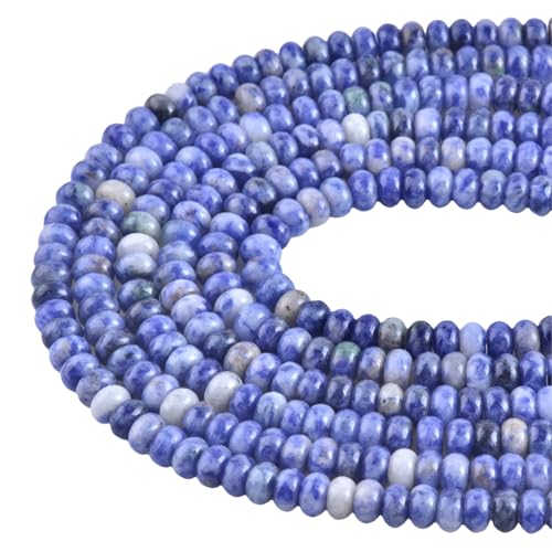 Rondelle Beads for Jewelry Making 5x8mm Natural Stone Beads 1 Strand 15.5inch Lentil Spacer Beads Rondelle Gemstone Bead Semi-Precious Stone Bead for Bracelet Necklace Crafts Blue Sodalite Bead - color: Blue Sodalite Beads
