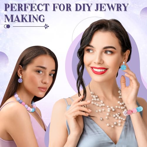 40 Pcs 20 mm Rhinestone Beads Bulk Crystal Round Disco Ball Chunky Bubblegum Beads for Pens Bracelets Charms Craft European Style Jewelry Making Supplies Christmas(Mermaid Color) - color: Mermaid Color