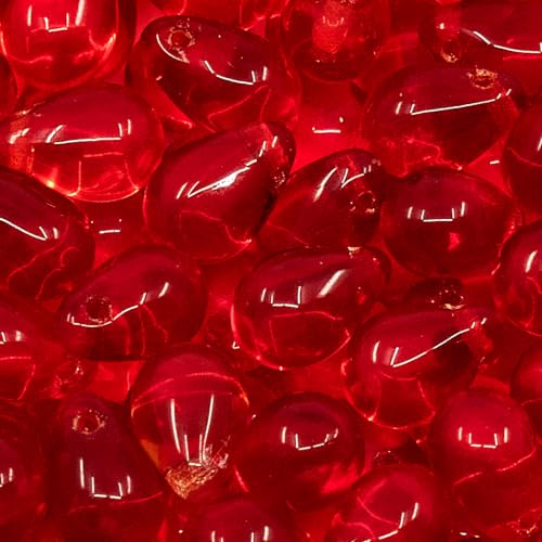 Czech 50-Piece Glass Beads, 6x9mm, Teardrop Siam Red - color: Siam Red