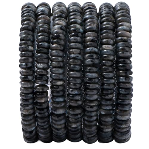 Natural Black Spectrolite Disk Stone Spacer Beads 6x2mm 38cm/str Flat Rondelle Loose Semi Gemstone Caps for Making Bracelets Necklace - color: Black Spectrolite