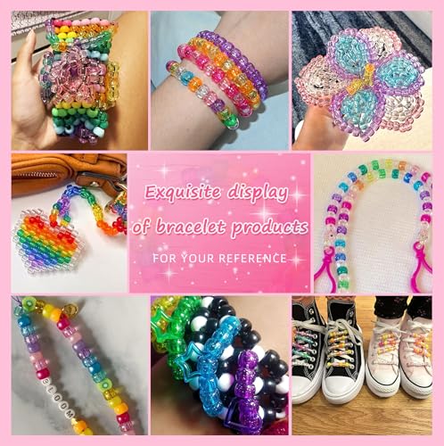 Amaney 1000 Pieces 6x9mm Mixed Colors Glitter Transparent Mix Plastic Pony Beads - color: 1000Glitter