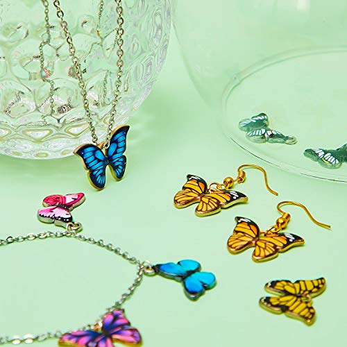 Hicarer 56 Pieces Alloy Butterfly Pendant Charms Colorful Butterfly Crafts Charms for Jewelry Making Bracelets Earrings Necklace DIY Making Supplies (14 Colors)