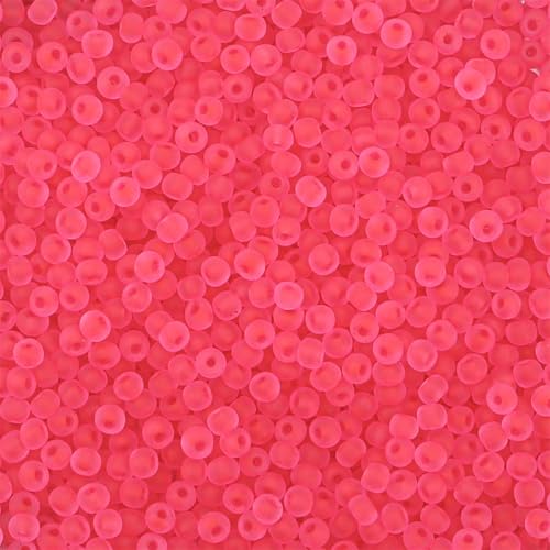 4mm Frosted Glass Seed Beads for Jewelry Making, 1000pcs Tiny Glass Bead Matte Pony Loose Spacer Beads for Beading, Friendship Bracelet, Pendants, Necklaces, DIY Crafting, Fuchsia Red - color: Fuchsia Red