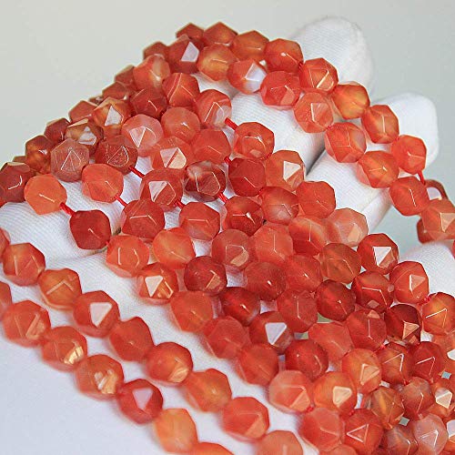 MJDCB Best Sellers Natural Stone Beads Faceted Polygon Red Agate Crystal Energy Stone Healing Power for Jewelry Making(8mm) - color: Red Agate