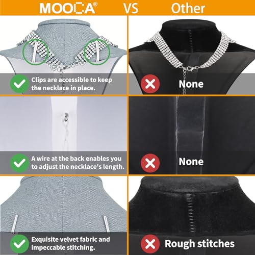 MOOCA Small Linen Covered Wood Jewelry Display Necklace Chain Jewelry Bust Display Holder Stand, Necklaces Mannequin, 7 1/4 in Height, Dim Gray Linen - color: 9) Dim Gray Linen, 1 piece
