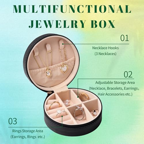 12-Pack White Black Volleyball Travel Jewelry Case Round Volleyball Stuff Portable Jewelry Organizer Storage Case for Team Athletes & Sports Enthusiasts Christmas Events & Milestones - style: B&W Mixed Volleyball