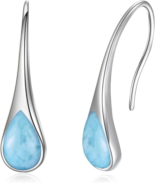 925 Sterling Silver Small Pear-Shaped Modern Style Hook Earrings with Crystals from Austria