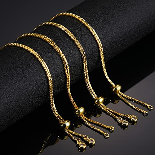 Sureio 10 Pieces Adjustable Slider Bracelet for Jewelry Making Bracelet Chains for DIY Jewelry Making Findings Extender Chains with Rhinestones Ends for Women (Silver and Gold) - color: Silver and Gold