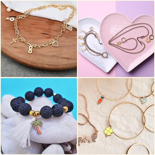 Trnayi 2000 Pcs Charms for Bracelets Jewelry Making Mixed Bracelets Charms Bulk 1000 Gold Enamel Pendants with 1000 Open Jump Rings for DIY Necklace Bracelet Earrings Keychain Jewelry Crafting