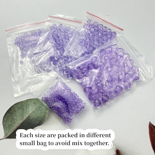 600pcs Crystal Glass Beads 3mm 4mm 6mm 8mm 10mm Rondelle Faceted Crystal Beads Spacer Beads for Necklace Bracelet Earrings DIY Jewelry Crafts Making Supplies(Crystal Purple) - color: Crystal Purple