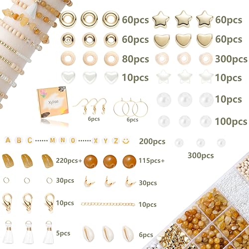 Xylise Jewelry Making Supplies Kit Natural Stone Beads for Irregular Natural Stone with for DIY Craft Bracelet Necklace Earrings for Adults (Topaz) - color: Topaz