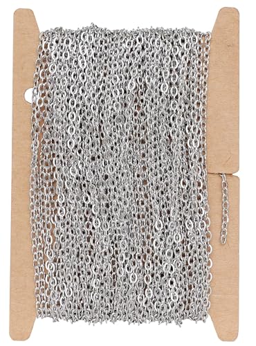 THREENEST 32.8-Feet Width 2mm Stainless Steel Cable Chains, Welded Permanent Craft Chains for Necklace Bracelet Earring Jewelry Making - color: Stainless Steel, size: Cable Chains(width 2mm)